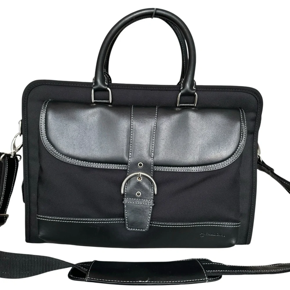Franklin Covey Laptop Bag Briefcase Black Leather